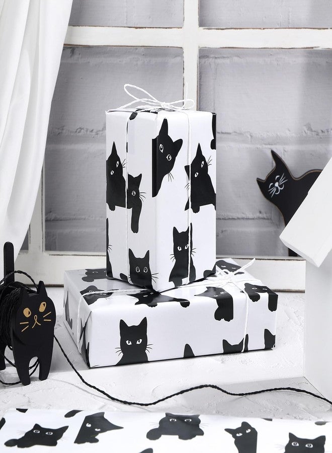 WRAPAHOLIC Cat Wrapping Paper Sheet - 6 Sheets Black Cat Design Folded Flat for Birthday, Baby Shower, Party, Holiday - 19.7 Inch X 27.5 Inch Per Sheet - Image 3